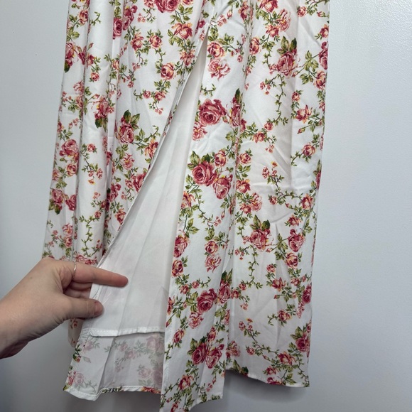 Commense Rosebud Floral Midi Sundress White Pink Slit Corset Small NWT - Picture 10 of 15